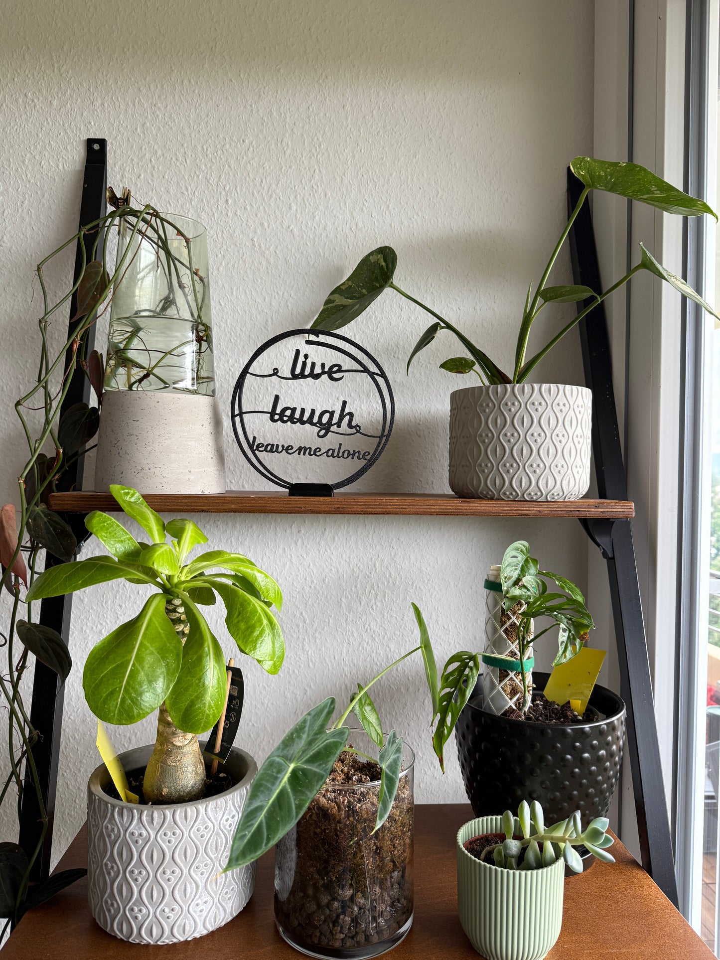 Humorvolle Deko „Live Laugh Leave me alone“ – Statement-Schriftzug